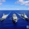 我海军参加“环太平洋-2014”演习舰艇编队进行第一次 ...